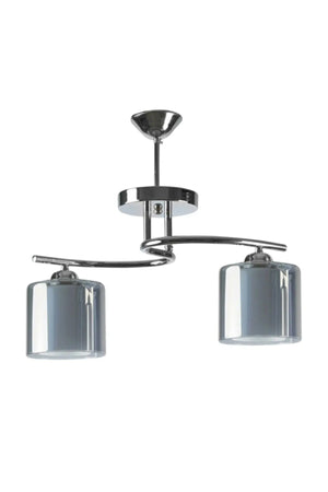 Fuji Modern Chrome Color Smoked Double Glass Living Room - Kitchen - Bedroom 2-Piece Chandelier