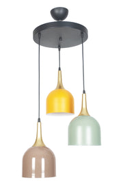 Reına Modernes Design Metall Mix Orange Braun Grün Farbe Pendelleuchte Cafe - Küche 3-teiliger Kronleuchter