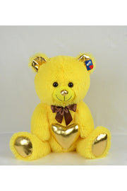 Toy 40 Cm Shiny Fabric Yellow Teddy Bear Holding Heart 78801