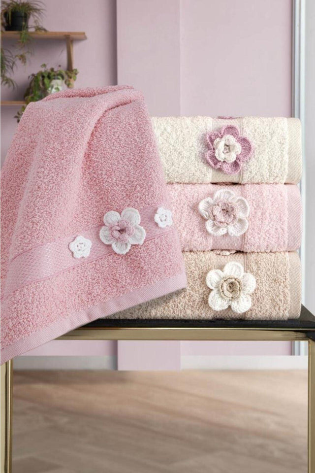 Bukre Boxed Hand Embroidered Towel Set 4 50x85 Cm - Swordslife