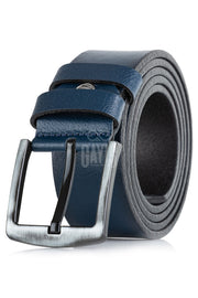 %1Oo Genuine Buffalo Leather Navy Blue Men'S Jeans Belt - Men'S Gift Belt