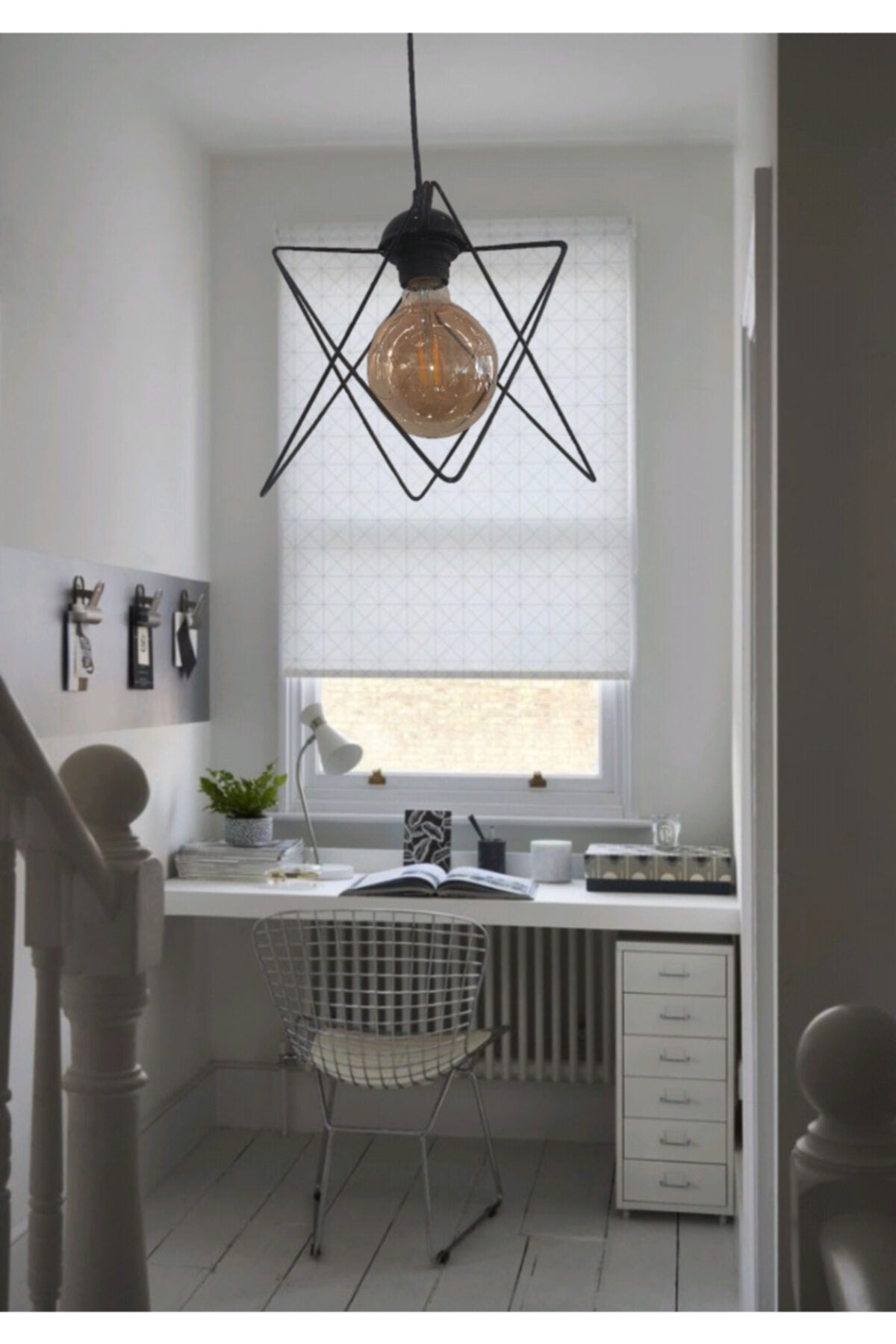 Black Zigzag Single Pendant Chandelier (Without Glass)