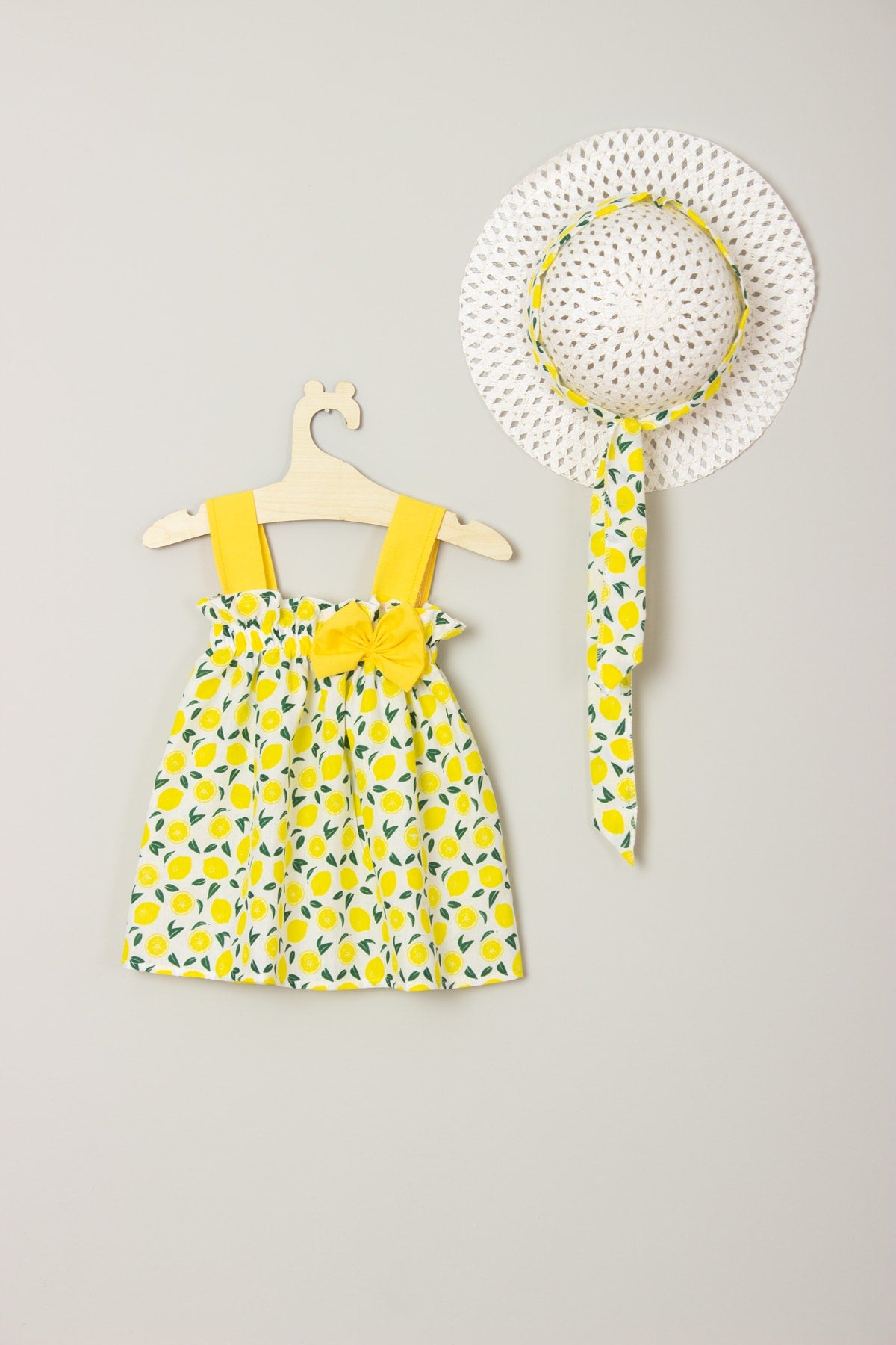 New Season Ribbed Bow Lemon Dress