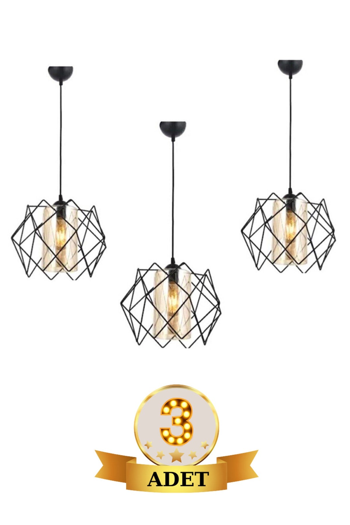 3 Pieces Silvano Mica Glass Chandelier One Living Room, Kitchen Pendant Chandelier