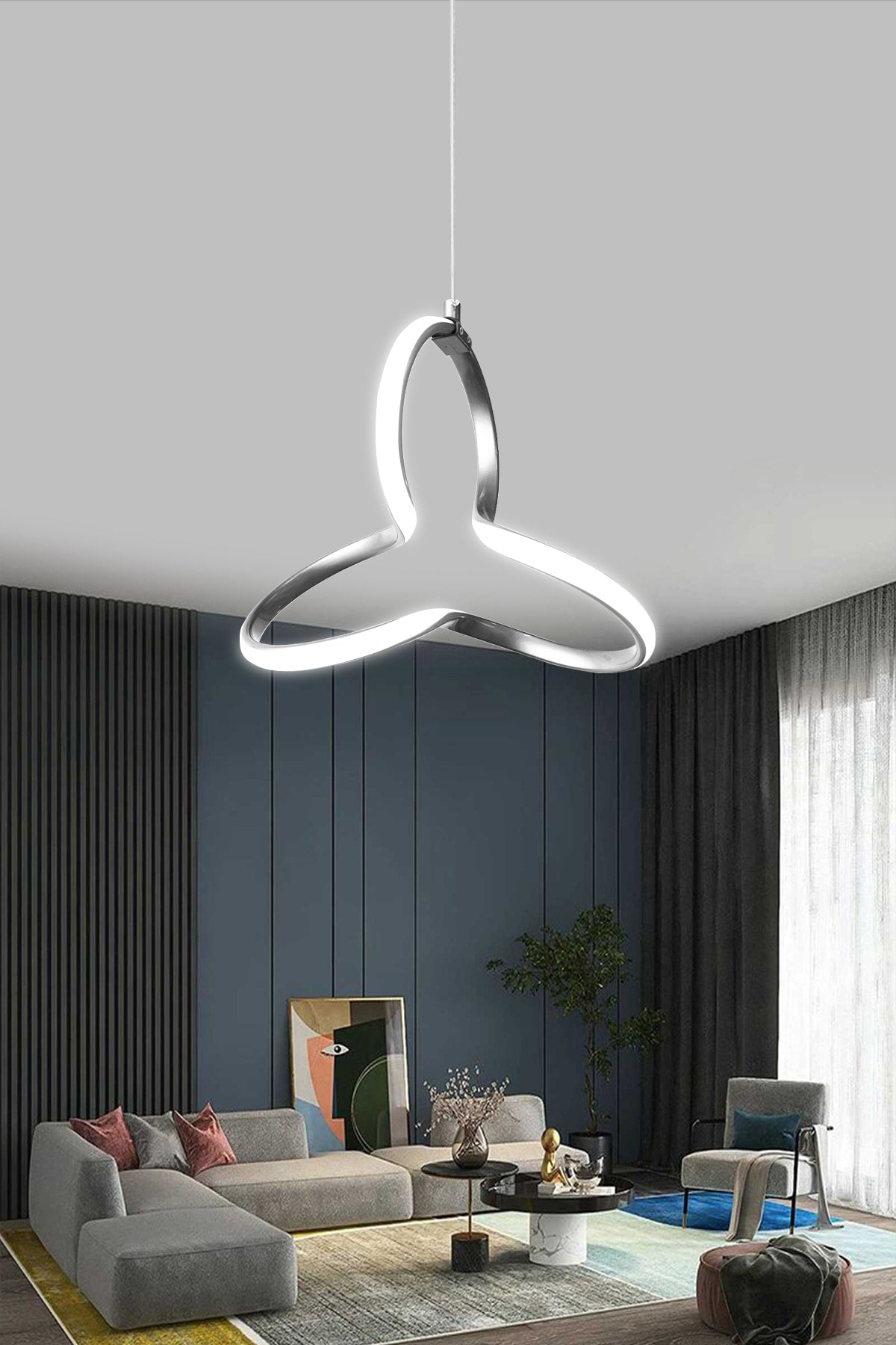 Modern Pendant Lamp Led Chandelier Silver Color White Light Led Chandelier 1 Year Warranty