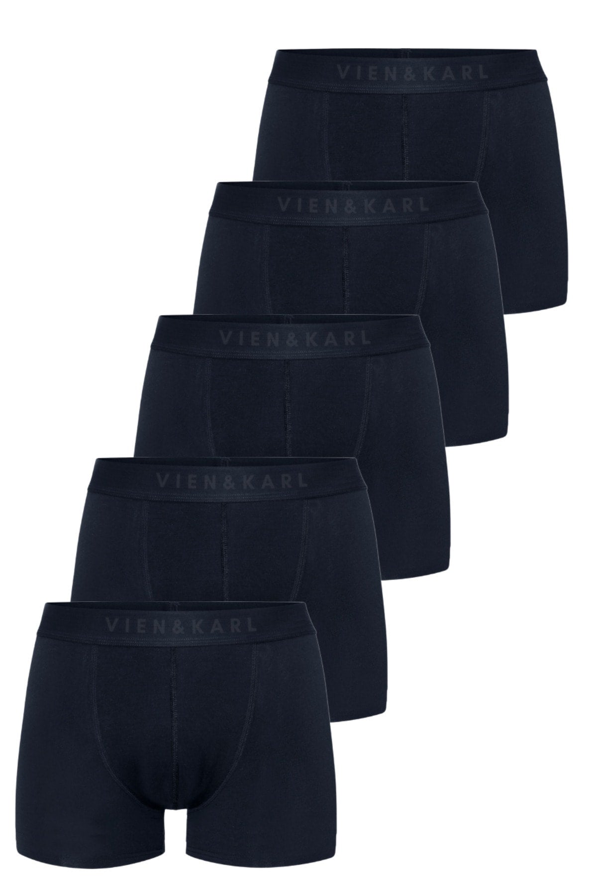Men'S Navy Blue Package Plain Lycra Boxer Shorts 5-Pack