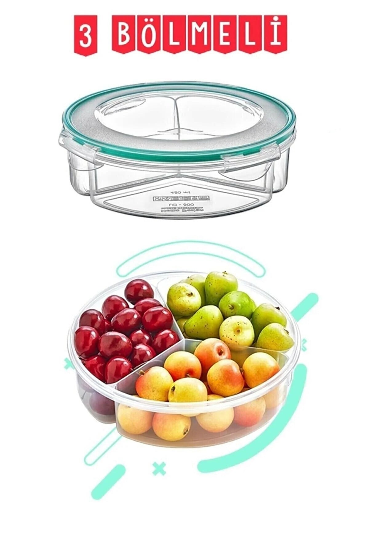 3 Compartment Lunch Box 1350 ml Airtight & Liquid-Tight Storage Container Fresh Box