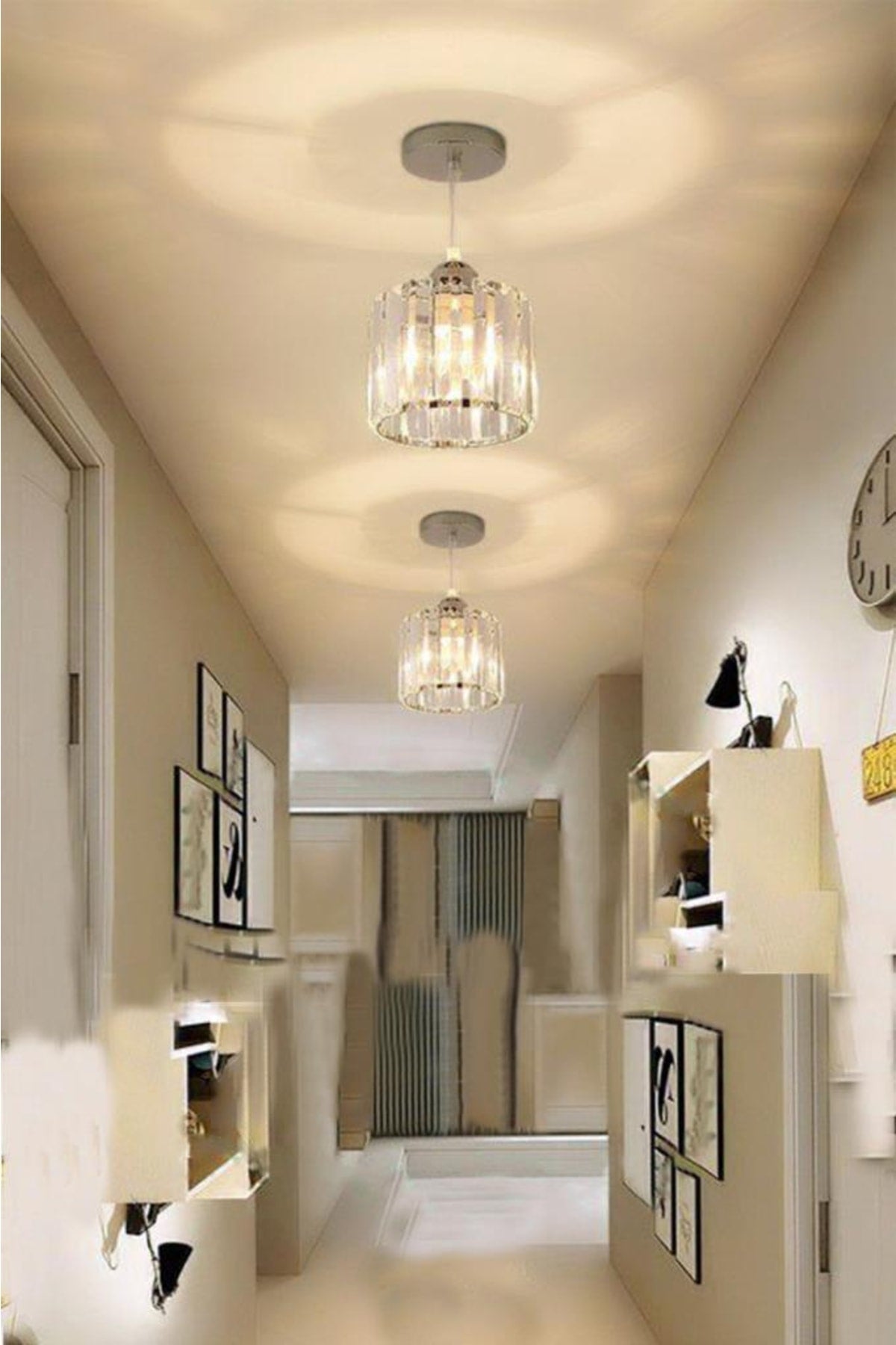 Pendant Lamp Single Silver Y-15 (Plaf. Plumbing) Crystal Stone Chandelier