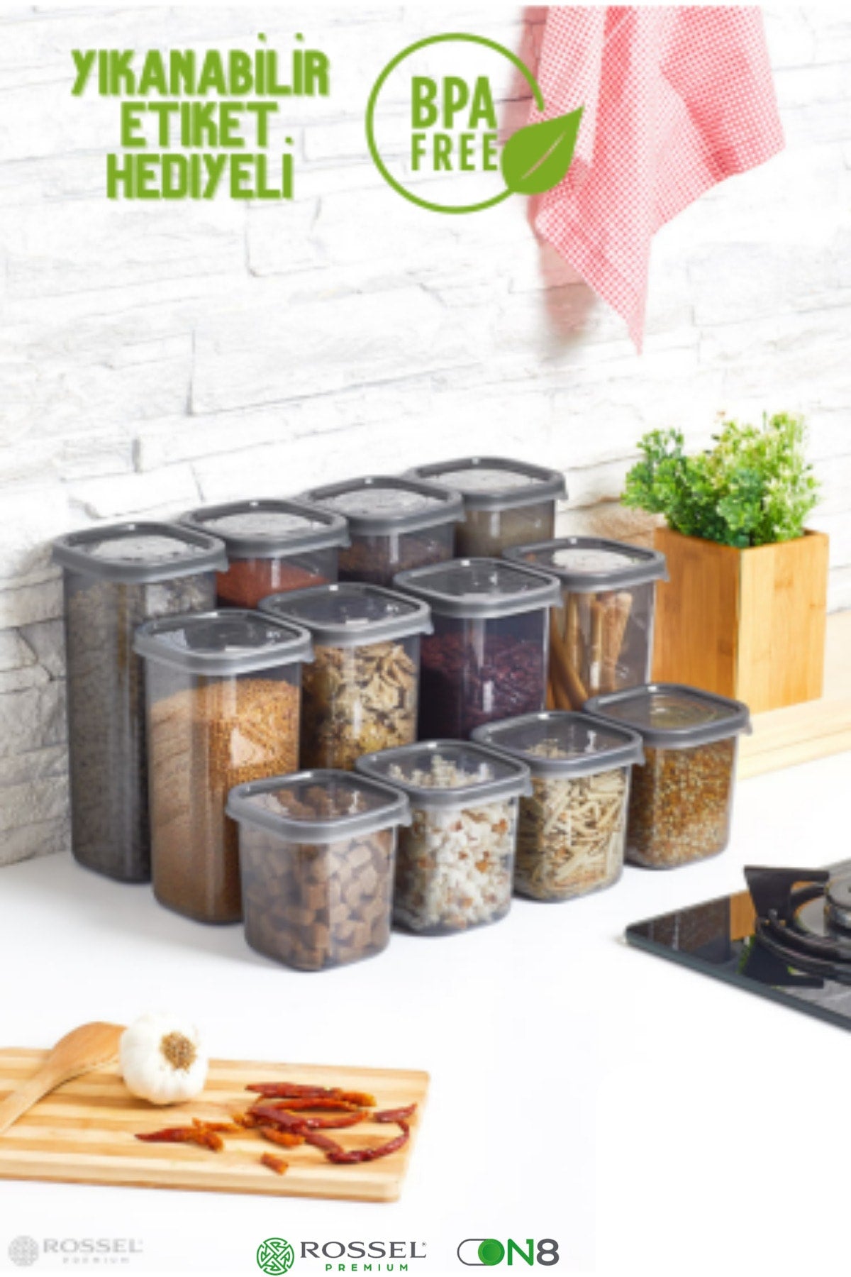 Luxurious Smoked 12-Piece Food Storage Container with Label Gift