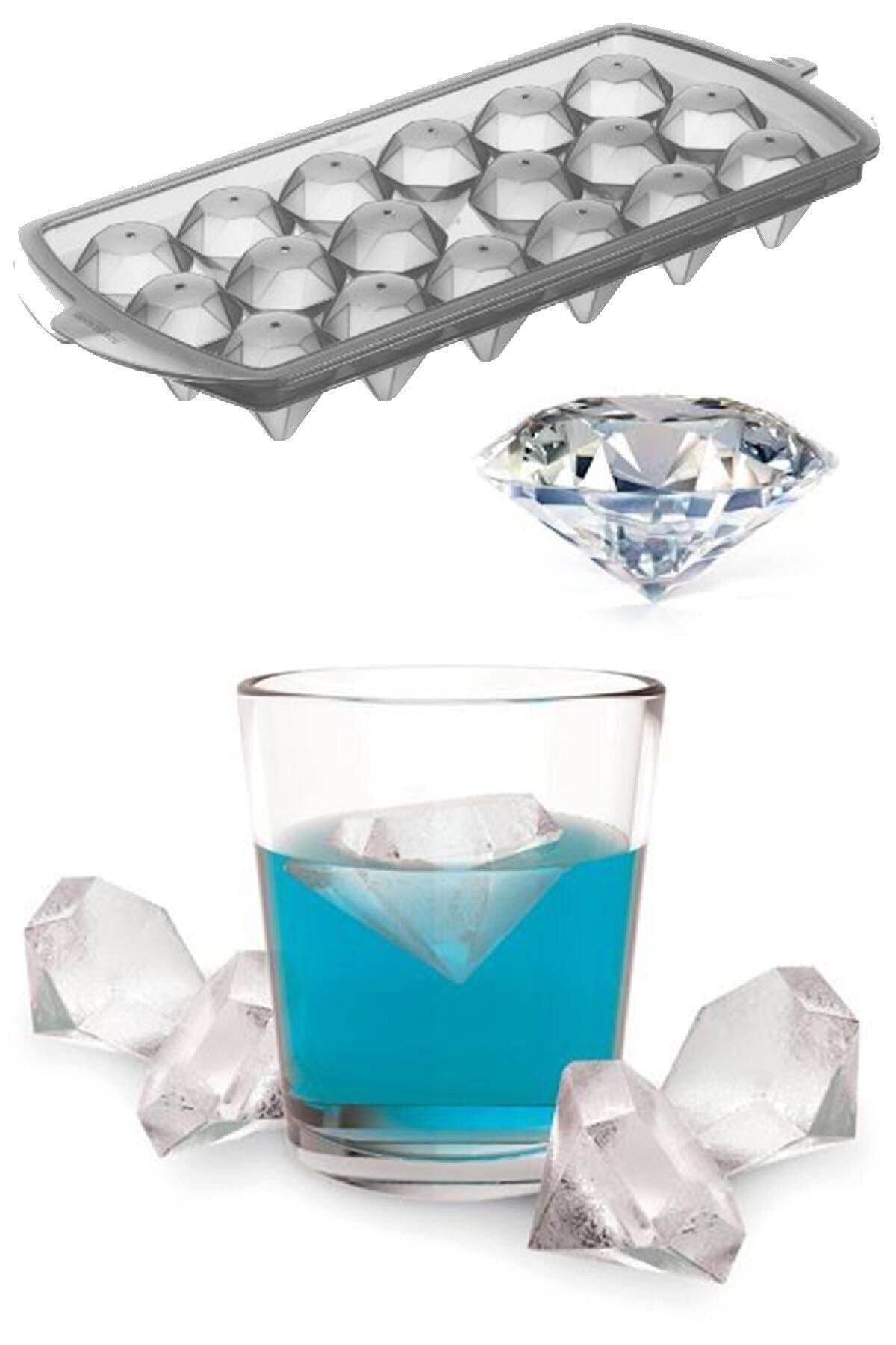 18 Fächer Diamantform Eiswürfelschale Praktische Kühlbox mit Deckel