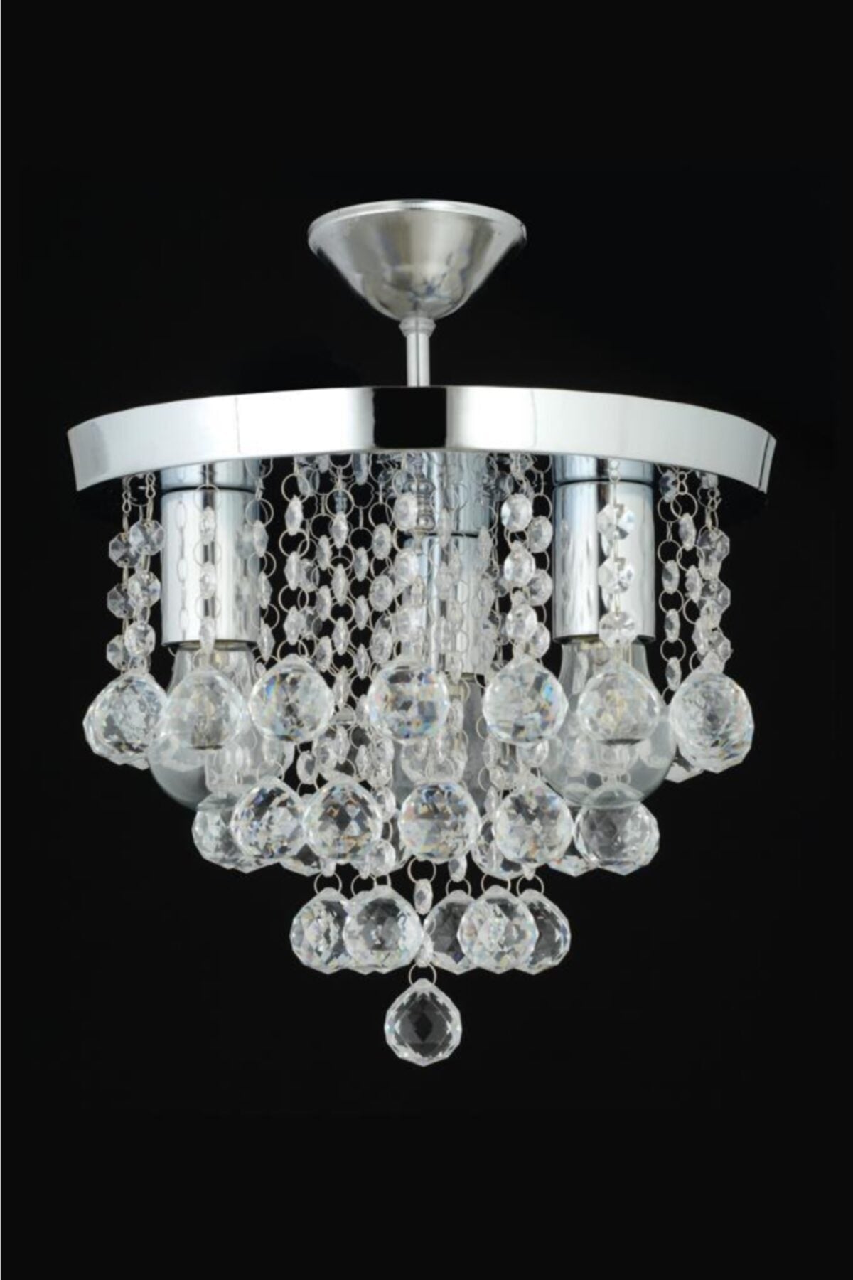 Biga 3-Piece Silver Pendant Lamp With Stone Chandelier