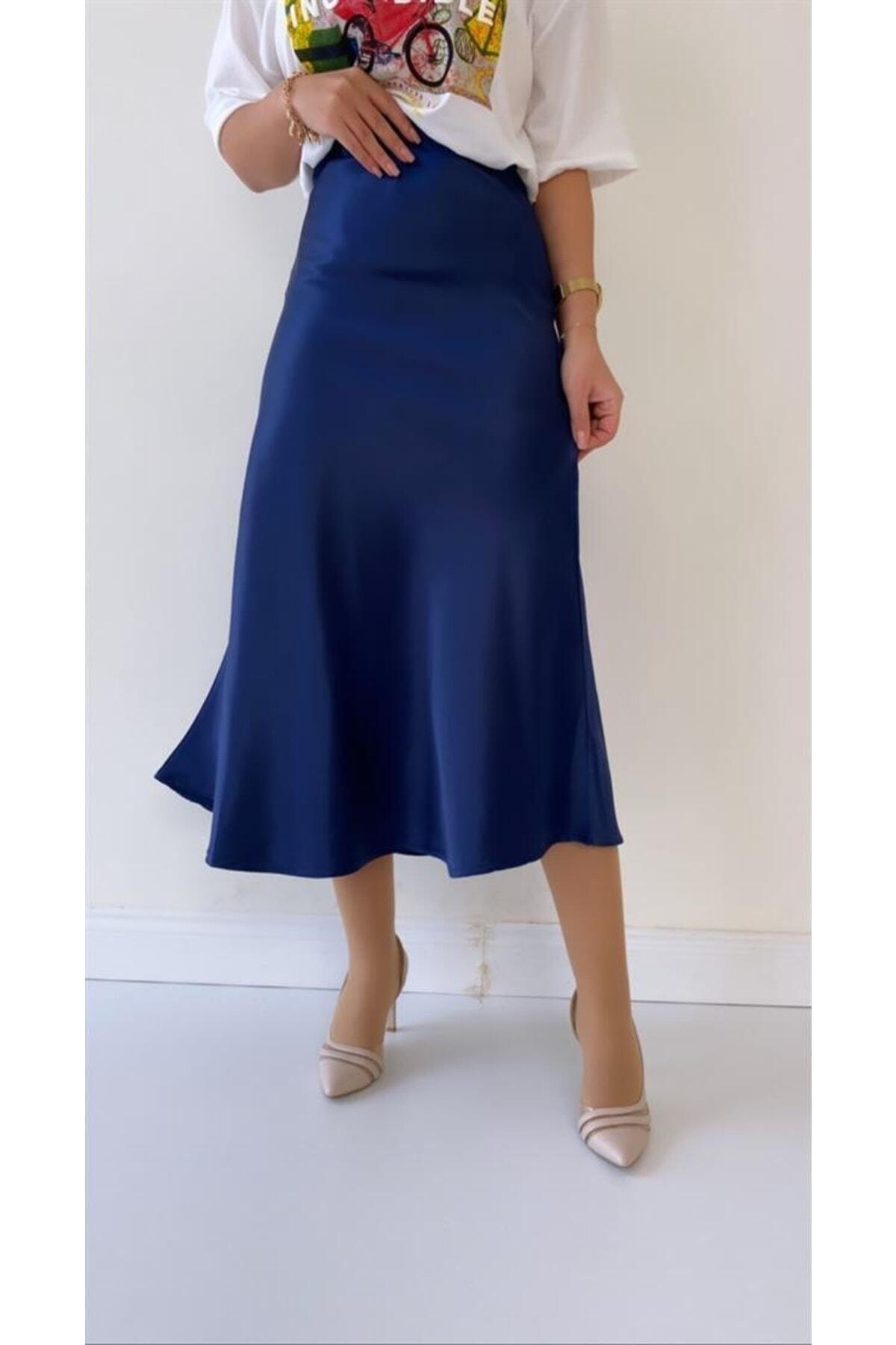 Navy Blue Satin Skirt - Swordslife