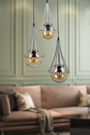 Lapis 3Rd Chandelier Chrome-Honey Glop Glass