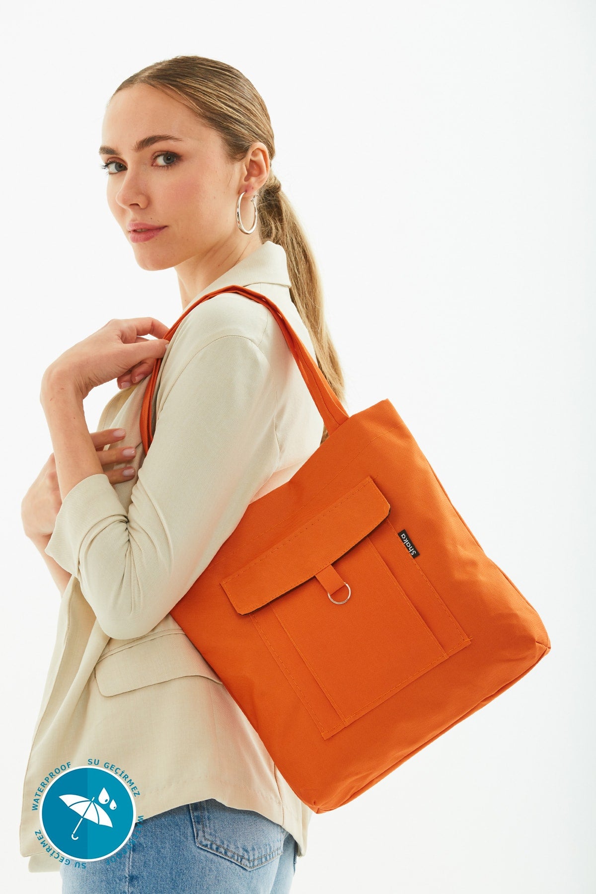 Orange U7 2-Compartment Large Volume Waterproof Fabric Women's Sports Daily Arm And Shoulder Bag B:35 E:35