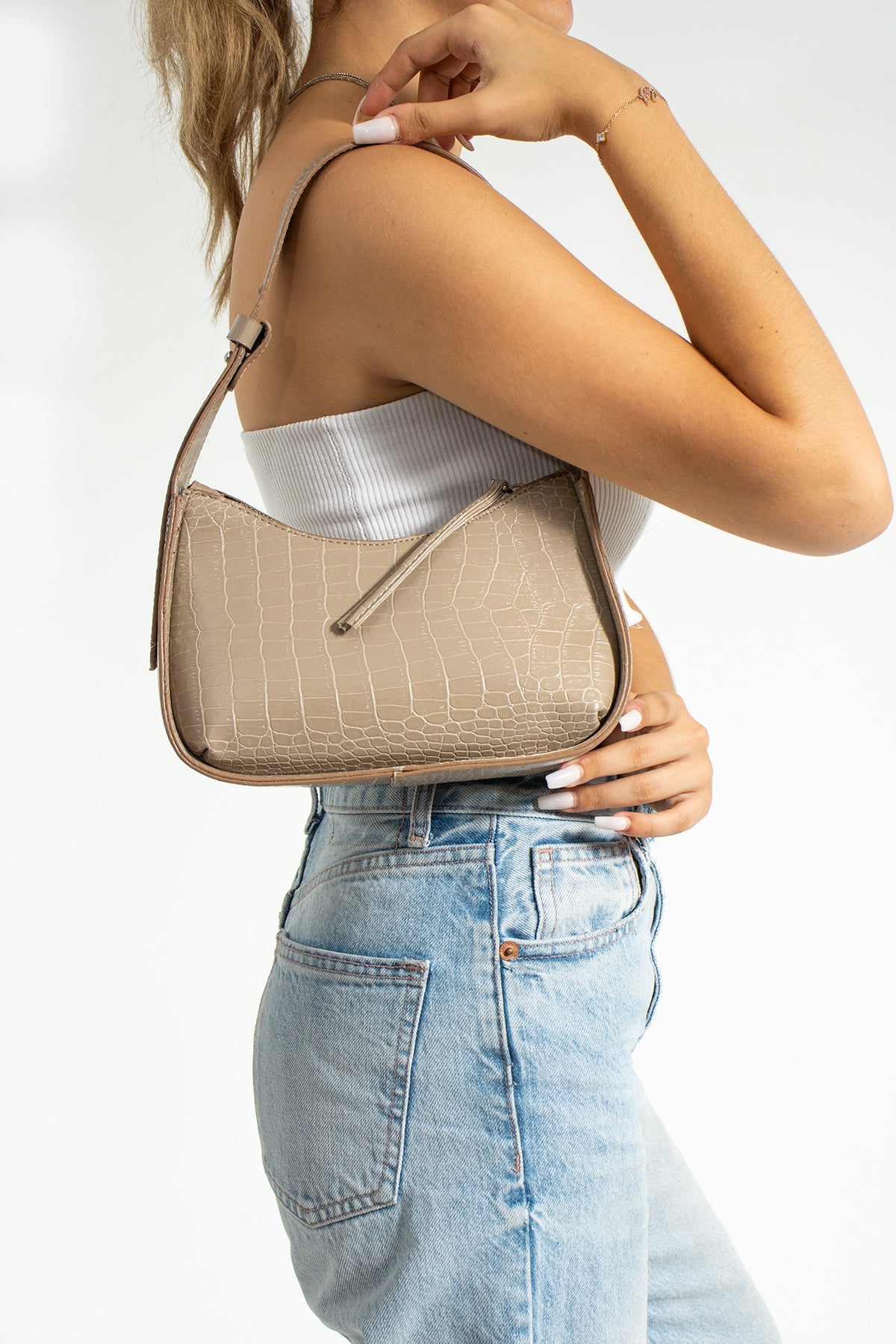 Women'S Crocodile Baguette Bag