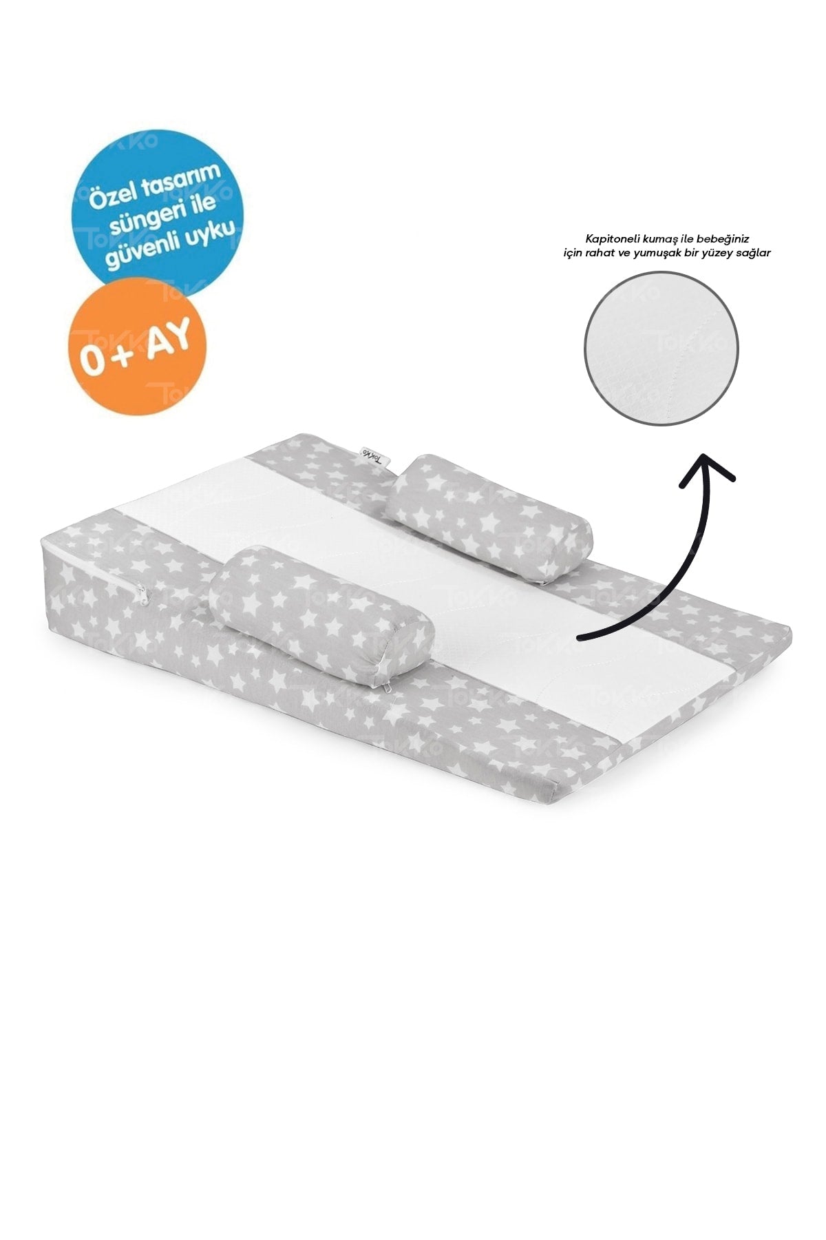 Multifunktionaler waschbarer Bezug Orthopädische Baby-Reflux-Matratze - Entgasendes Baby-Reflux-Kissen Grau