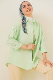 103901 Oversize Basic Hijab Shirt - E.green - Swordslife