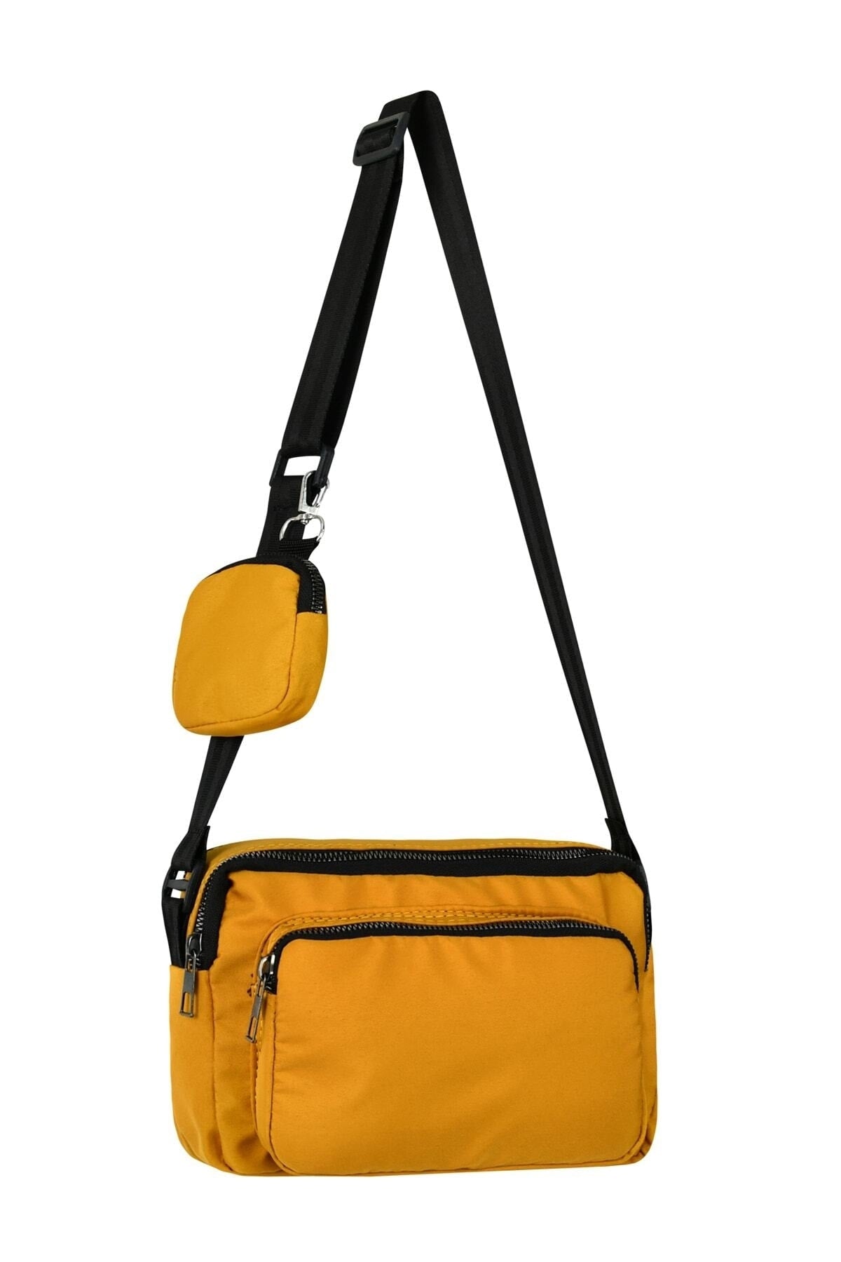 Mustard U4 Canvas Women'S Cross Shoulder Bag With 2 Compartments And Wallet With Adjustable Strap B:17 E:22 G:12
