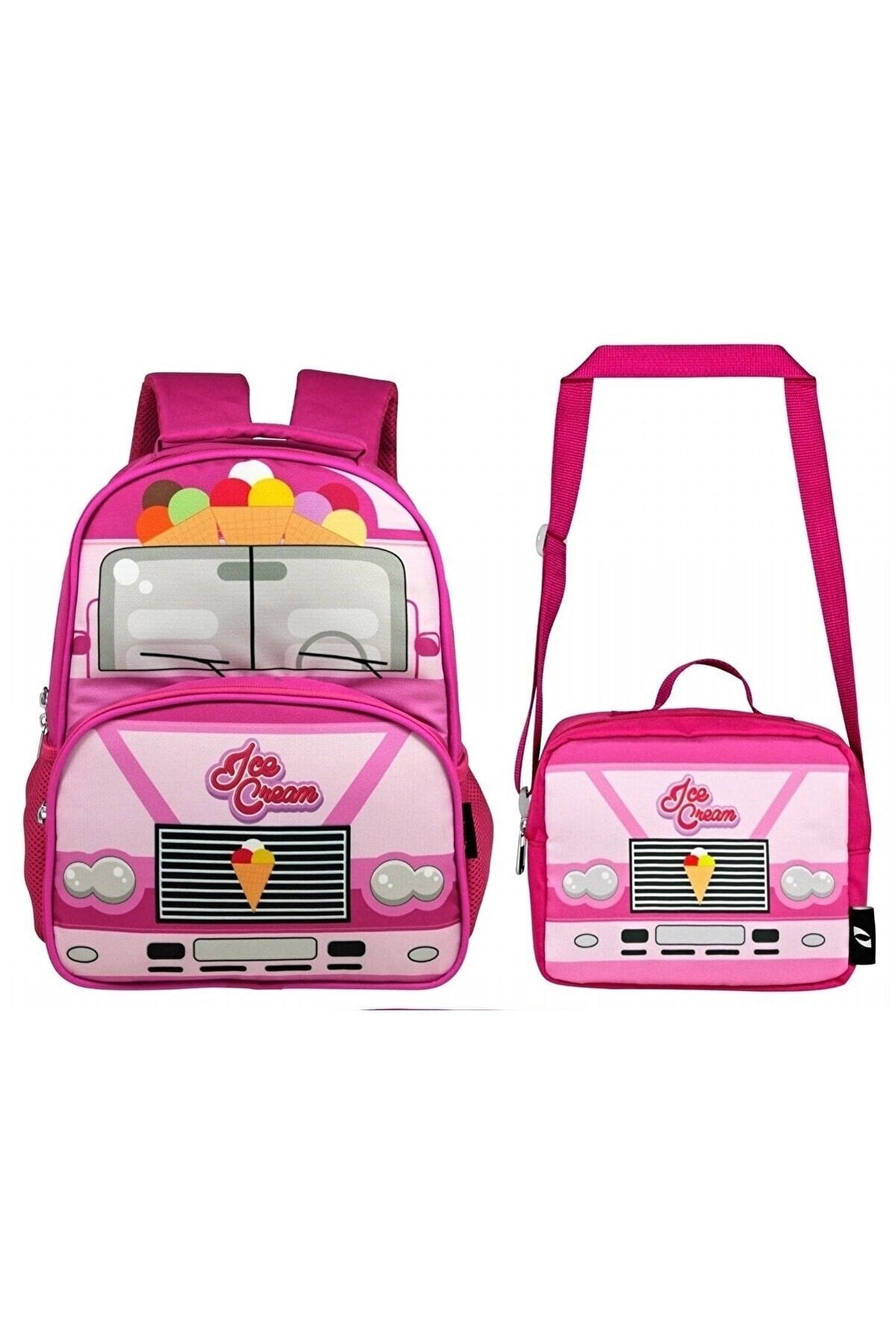 -Ümit Bag-Cennec Ice Cream Printed Girl's School Bag and Lunch Box Set