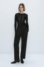 Black Pleated Wide Leg Trousers - Swordslife