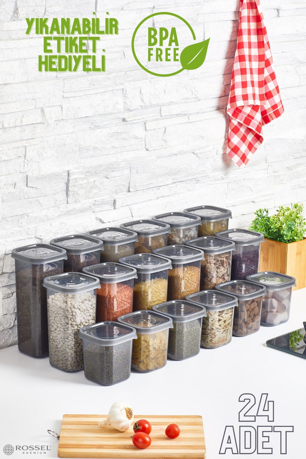 Luxury Smoked 24 Pcs Food Storage Container With Label Gift