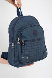 Unisex Marineblauer Crinkle-Stoff, wasserdichter und schmutzabweisender Rucksack und Schultasche