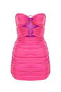 Pink Bust Two-Ring Ruffle Strapless Draped Mini Evening Dress - Swordslife