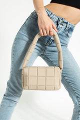 Puff Fabric Cross Shoulder Bag Baguette