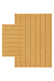 Basic Stripe Natural Cotton 2-Pack Bathroom Rug 60x100 50x60 Cm Spruce Yellow - Swordslife