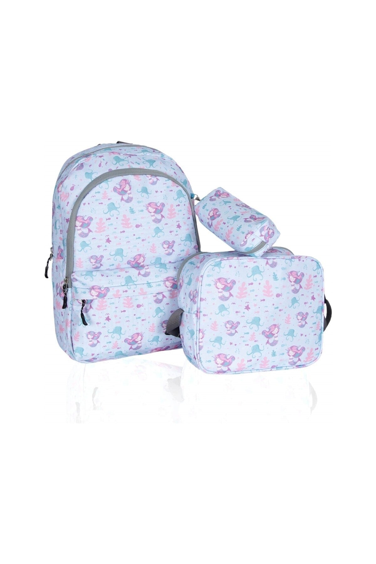 Mermaid Patterned Triple Primary School Bag Set