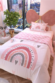 Pastel Rainbow Double Sided Kids Duvet Cover Set Polycotton