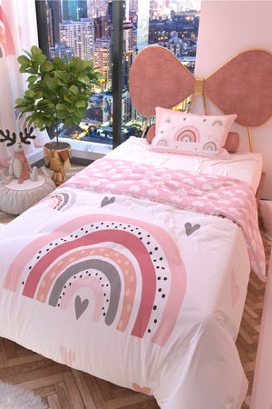 Pastel Rainbow Double Sided Kids Duvet Cover Set Polycotton