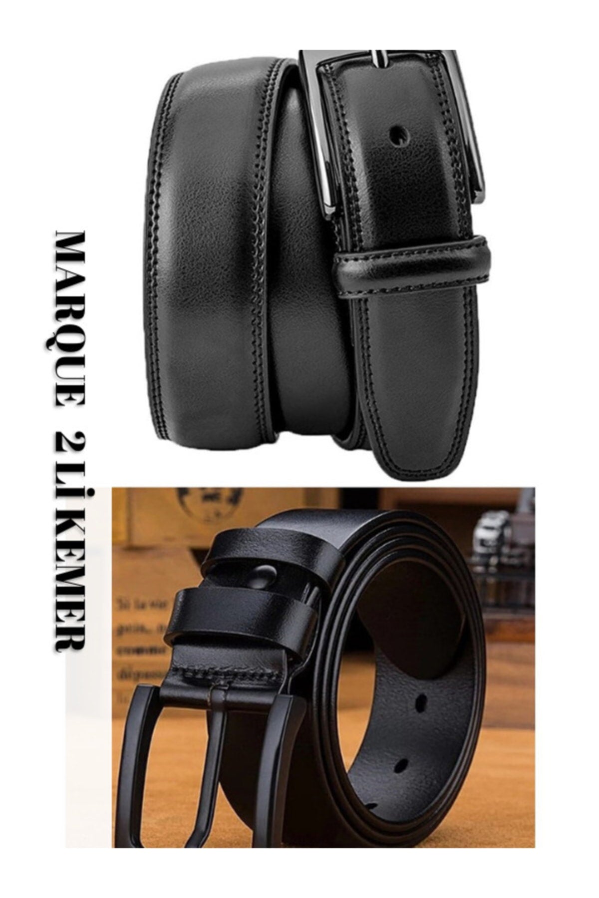 Men'S Denim Fabric Trouser Belt 2 Pieces Men'S Belt