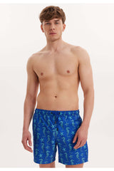 Men's Blue/turquoise Printed Marine Shorts Wmpattern Swımshorts
