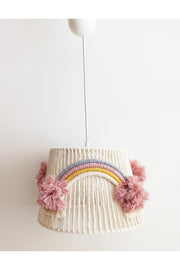 Macrame String Wrap Rainbow Appliqued Pink Handmade Pompom Baby Girl And Children'S Room Chandelier (28)