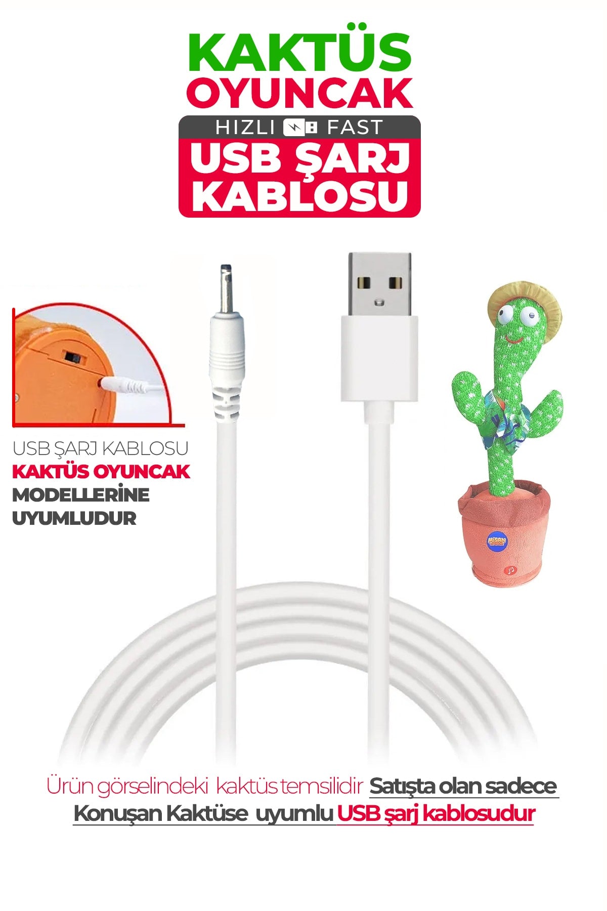 Talking Dancing Cactus Toy Usb Cable