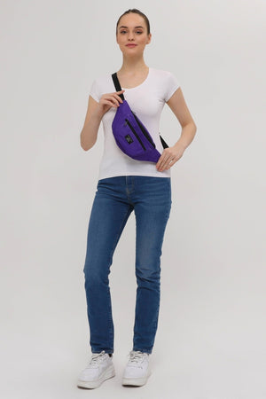 Unisex Purple Shoulder And Waist Bag