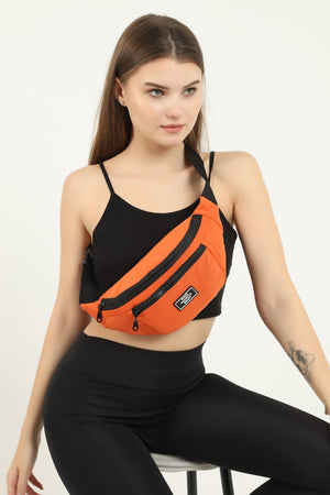Orange U8 2-Compartment Adjustable Cross Strap Canvas Unisex Waist And Shoulder Bag E:38 B:17 G:7