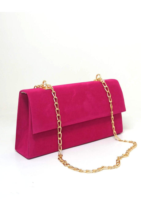 Women's Fuchsia Suede Chain Strap Bag - Swordslife