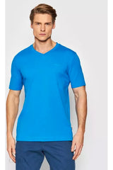 Men's Cotton V Neck Regular Fit Blue T-shirt 50468348-439