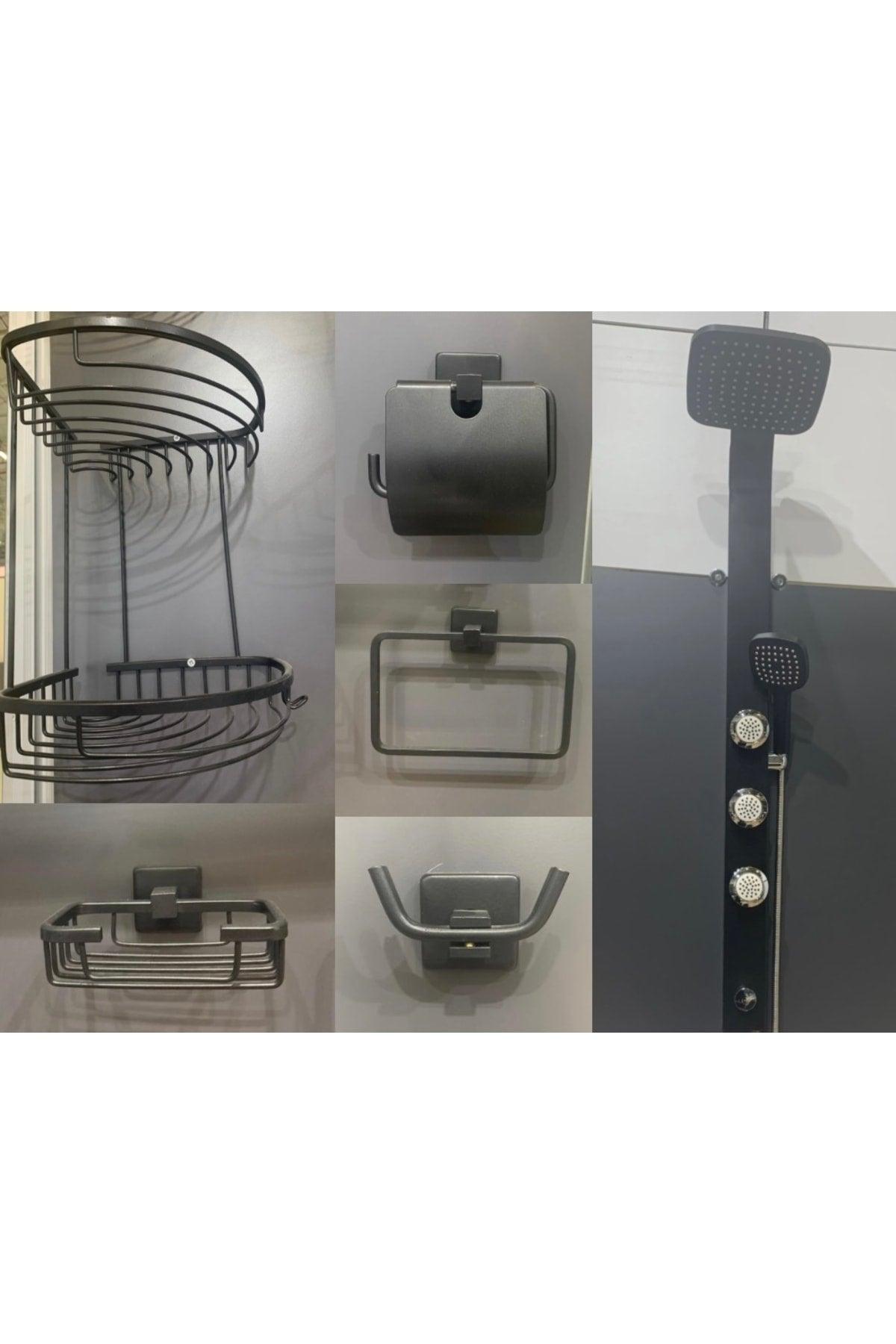 Black Bathroom Set Shower Set Corner Towel Holder Toilet Paper Holder Hanger Sponge Holder - Swordslife