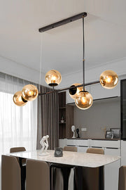 Simao Modernes Design Schwarz Farbe Honig Glas Wohnzimmer - Esstisch Top - Küche 6-teilig Kronleuchter