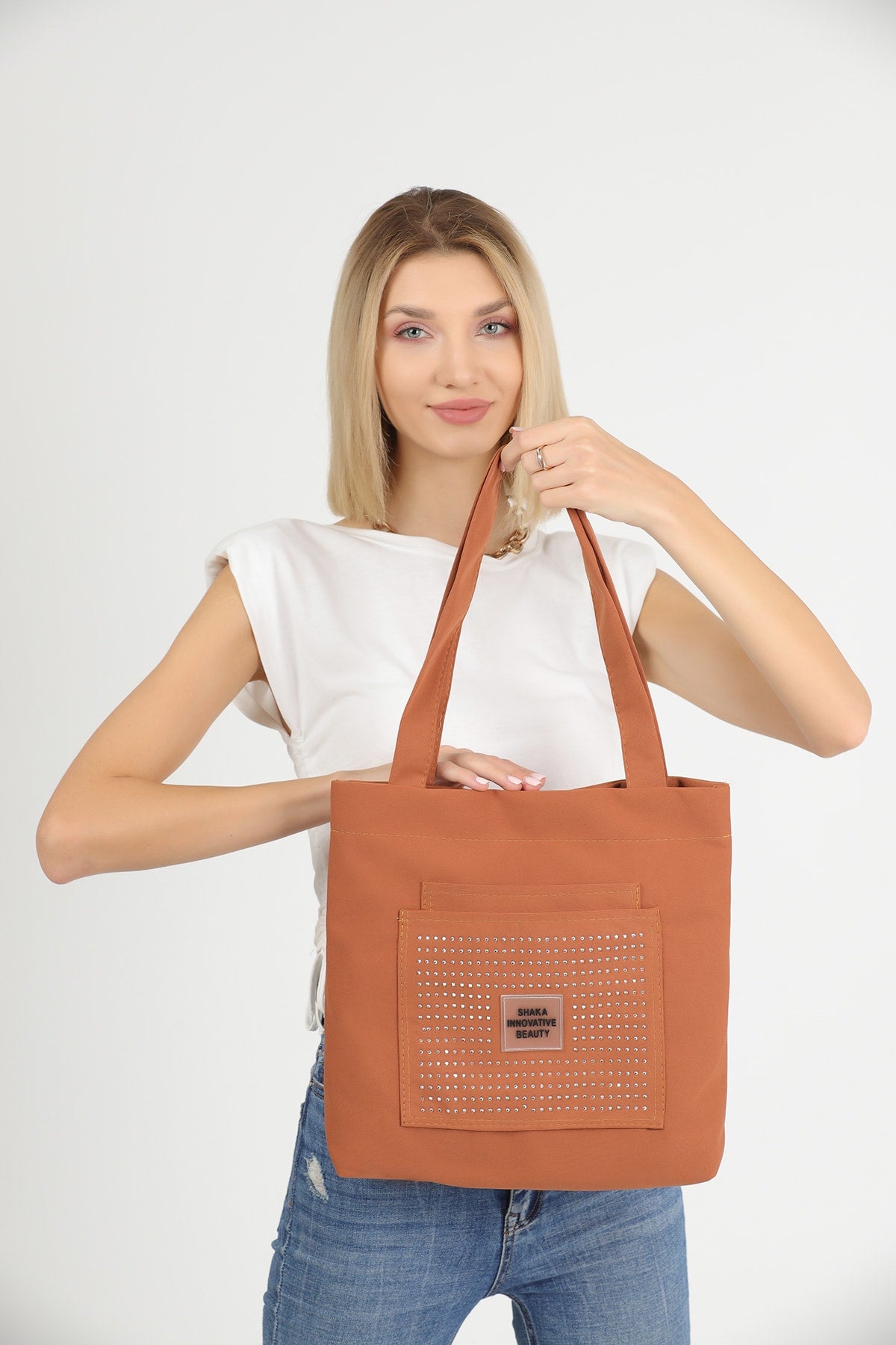Stone Tile U22 3-Compartment Handle Bag 35X35 Cm