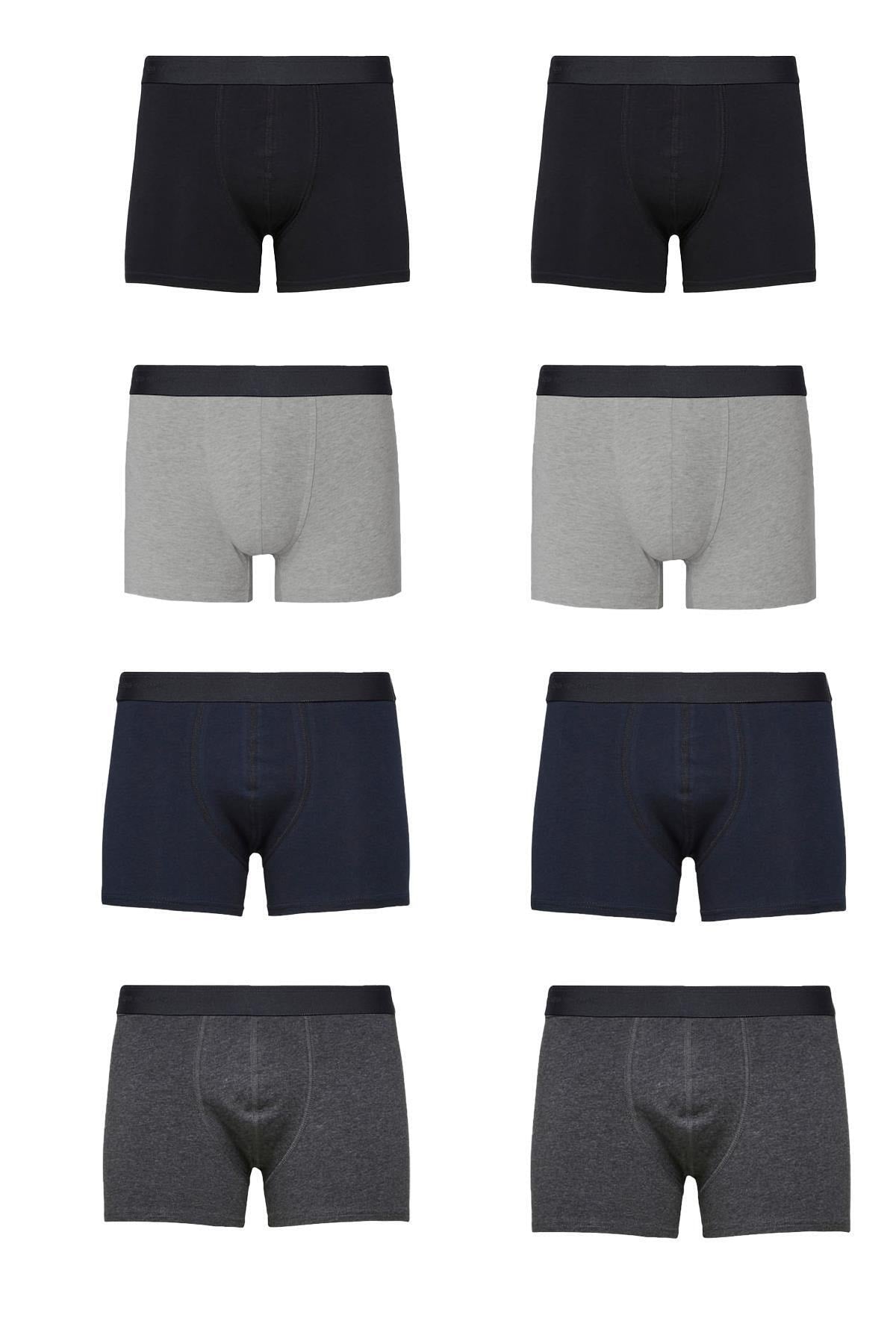 8er-Pack Premium-Boxershorts aus Lycra für Herren in Schwarz, Grau, Marineblau und Rauchgrau
