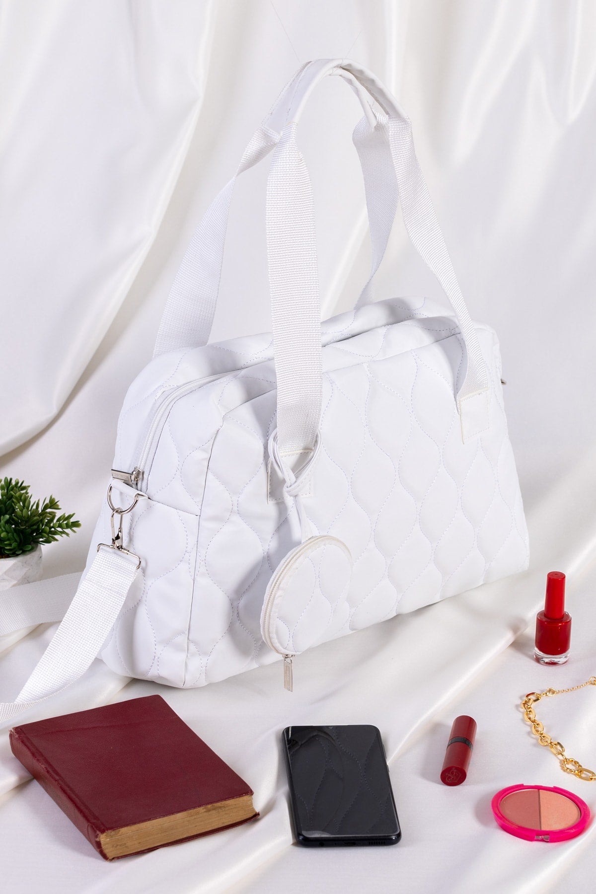 Original Women'S Large Volume Comfort Model Zippered Quilted Wallet Tote Shopper Sleeve Bag