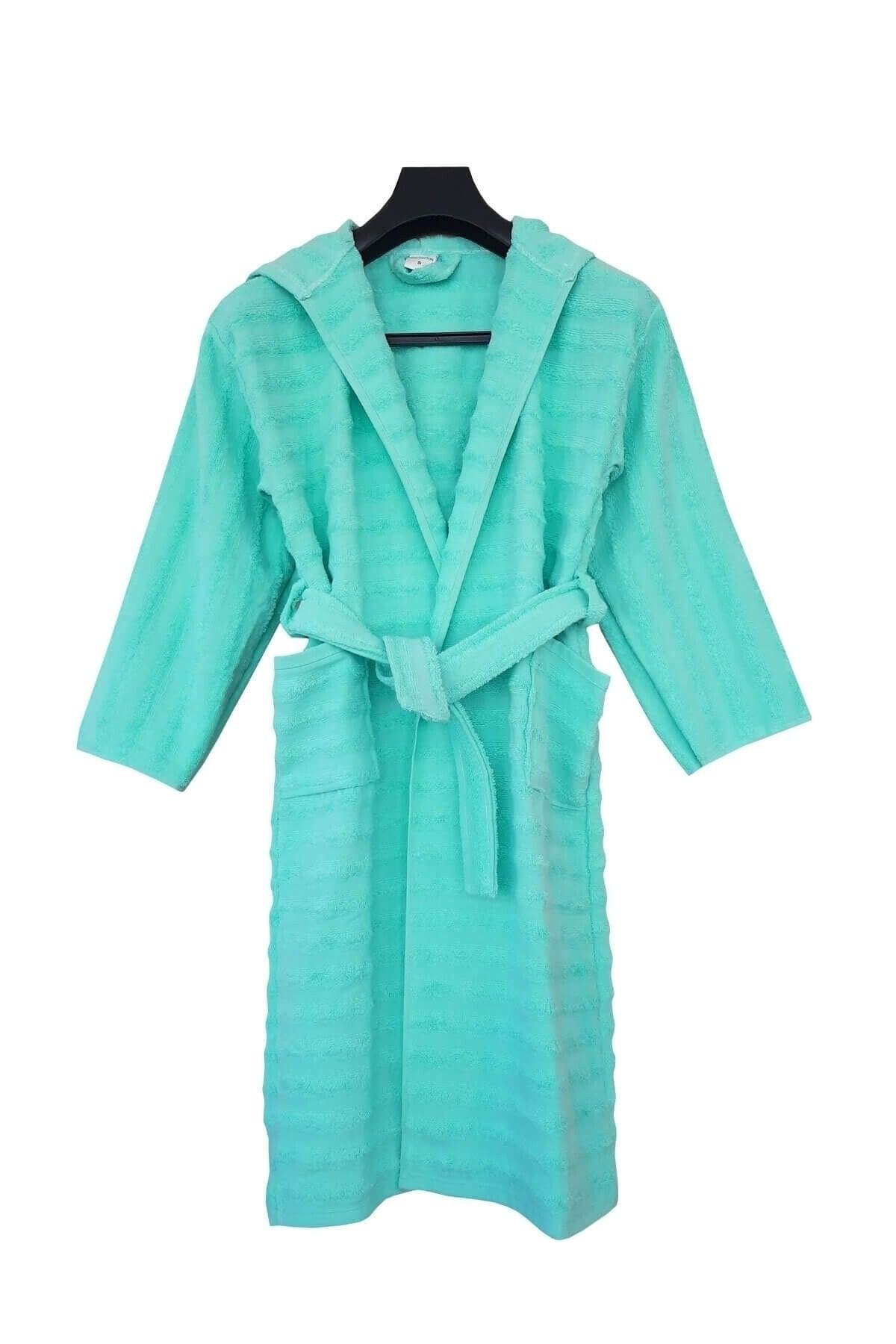 Women's Bathrobe Lux Jacquard 100 Cotton Hooded Bathrobe - Swordslife