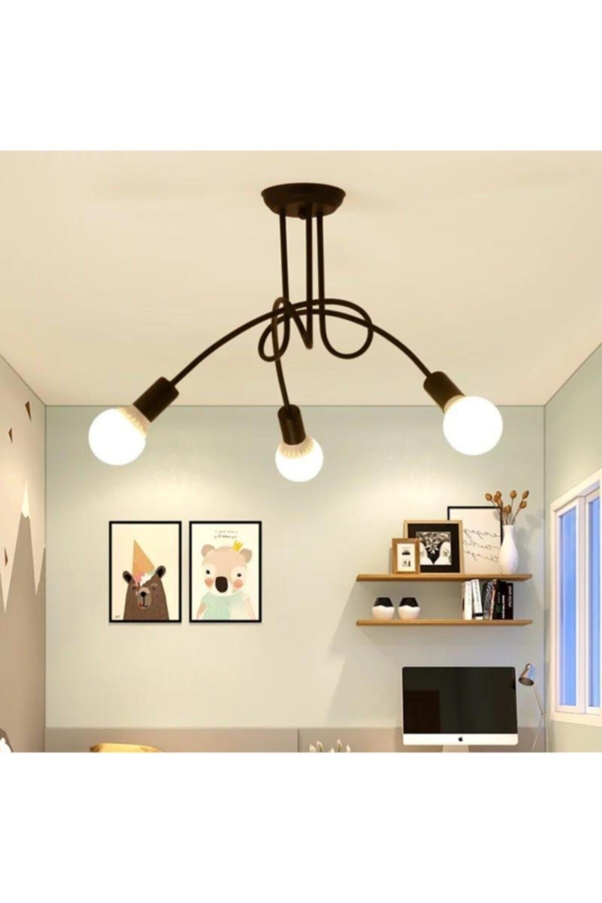 Dreifach-Kronleuchter Marla im modernen schwarzen Design