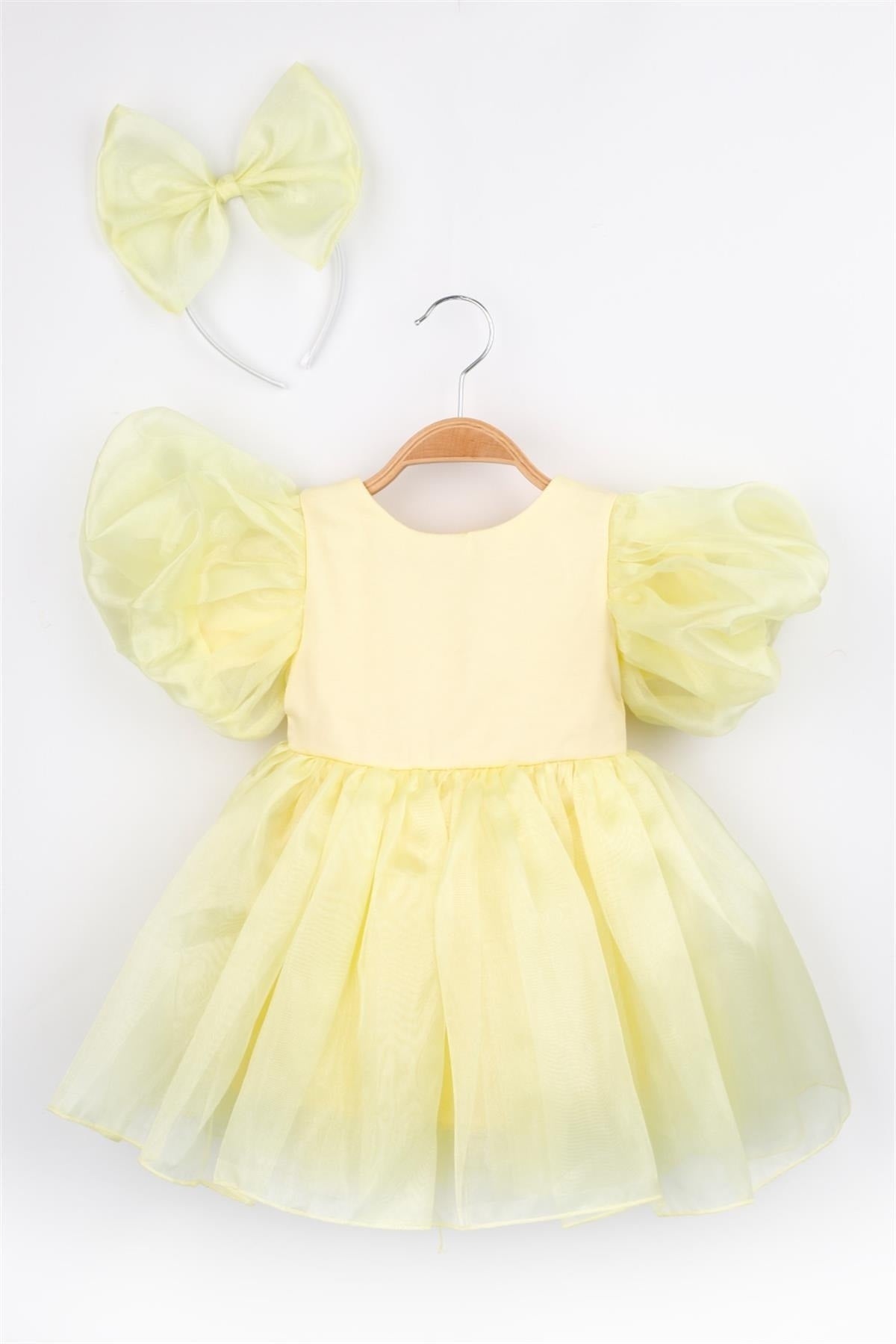 Yellow Crown Organza Girl's Party Dress - Carlene