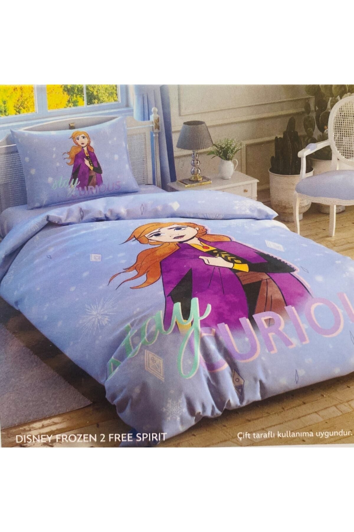 Tac Lizenziertes doppelseitiges Bettbezug-Set mit Elsa und Anna-Motiv, Einzelbett
