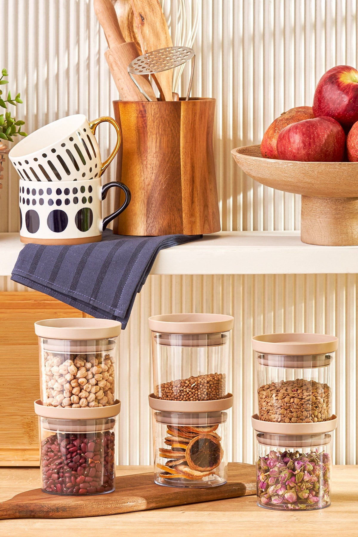 Arya 6-Piece Small Jar/Storage Container Beige